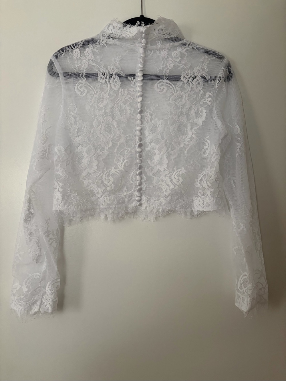 Bridal Delicate Lace Mock Neck Bolero - Picture 2 of 2